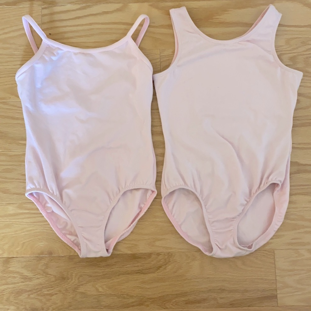 Two light pink Curtain Call leotards cotton Lycra large child L